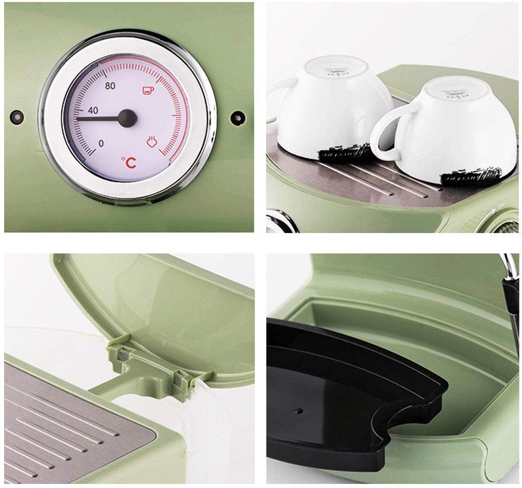 Domowy włoski ekspres do kawy 19BAR Ekspres do kawy Półautomatyczna wizualizacja ciśnienia pompy Podwójna regulacja temperatury 220V Retro Design Zielony little surprise