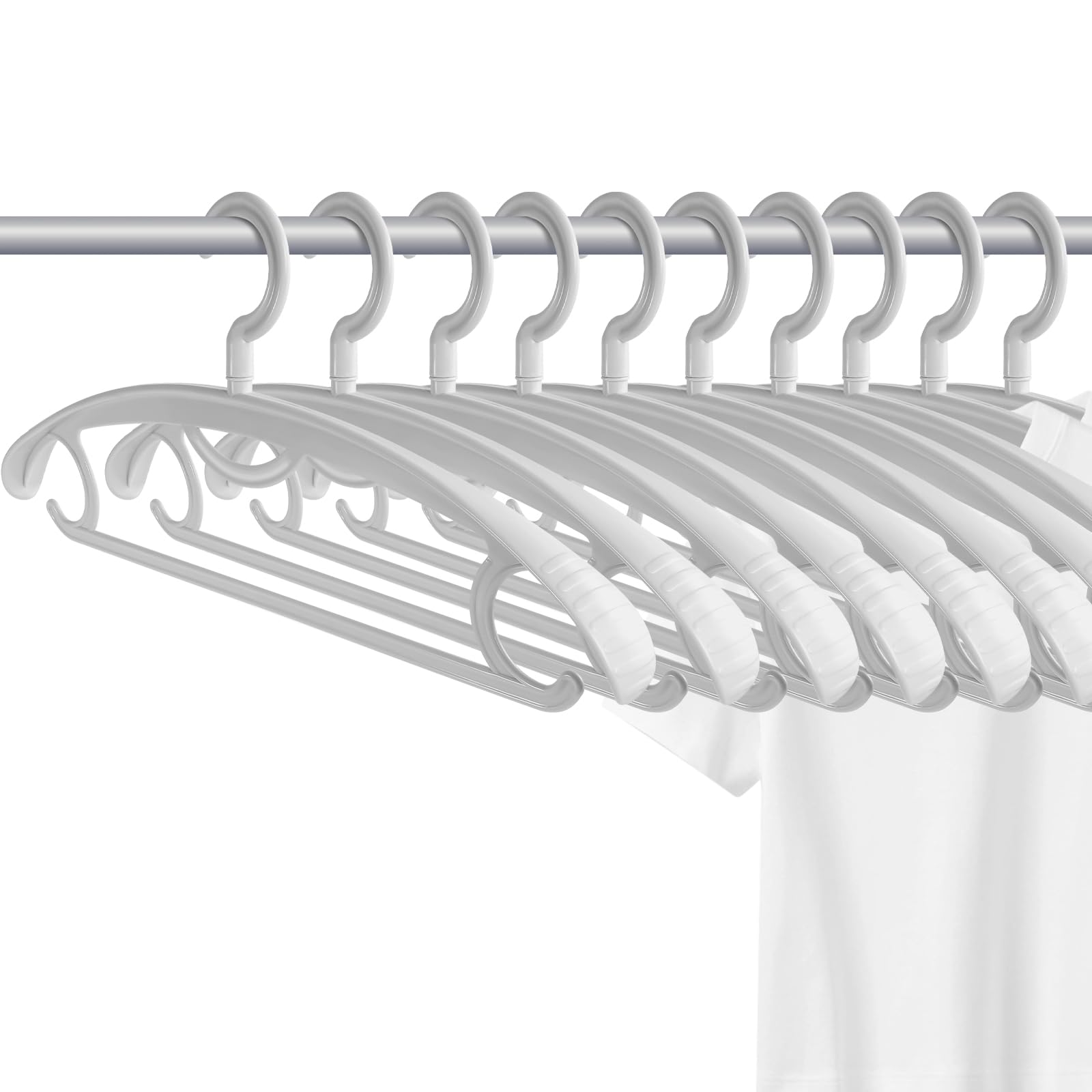 Cintres extra larges pour vêtements adultes avec barre pantalon en plastique solide (lot de 10)
