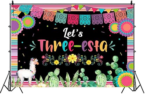 Miniatura 3 de Lofaris Telón de fondo mexicano para tercer cumpleaños, fiesta de tercer cumpleaños, decoración de fiesta de cumpleaños para niñas, fondo de