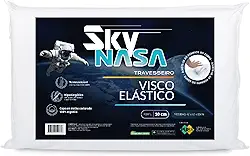 Nap Travesseiro Nasa Sky Espuma 100% Viscoelástica Premium D28 com capa 100% algodão para fronhas 50x70cm - Bege
