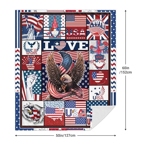 Nvdoxsa Independence Day Blanket Gift, American Flag Blanket Gift For Patriotic, American Flag Star Stripes 50X60 Blanket, Gnome Eagle Patriotic Blanket For Independence Day 4Th July #TOP1