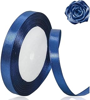 Navy Blue Ribbon 3/8 inch x 25 Yards,Satin Ribbon Solid Color Fabric Ribbon for Gift Wrapping, Crafting, Wedding Party, Christmas, Hair Bows, Floral Bouquets, Anniversaries，Baby Showers& More