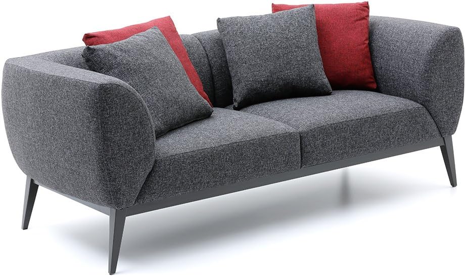 Bienal Morrison 2 (Two) Seater Sofa, Couches, Metal Legs with Black Coating. (Leather: Viva-350)