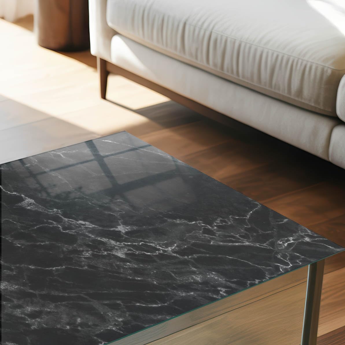 Placa de Cristal 125x50 cm | Rectangular | Bordes Pulidos | Textura de mármol | Pies Antideslizantes | para la Cocina y Salón | Vetro Temperato | con Impresión Decorativa