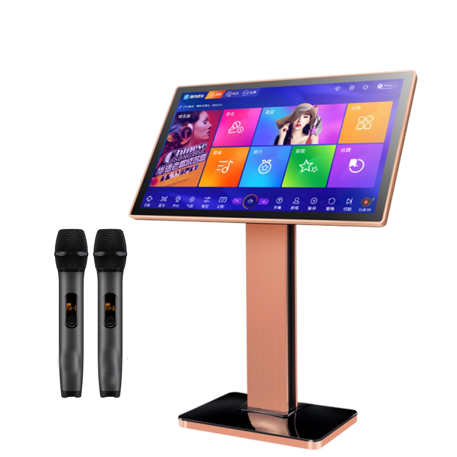 Karaoke Machine All-in-One Z Ekranem Dotykowym, Odtwarzaczem Ktv,Mikrofony Bezprzewodowe,Reverb,Efekty Audio,Sterowanie Aplikacją,Do Domu I Imprez(Standing22in,2TB)