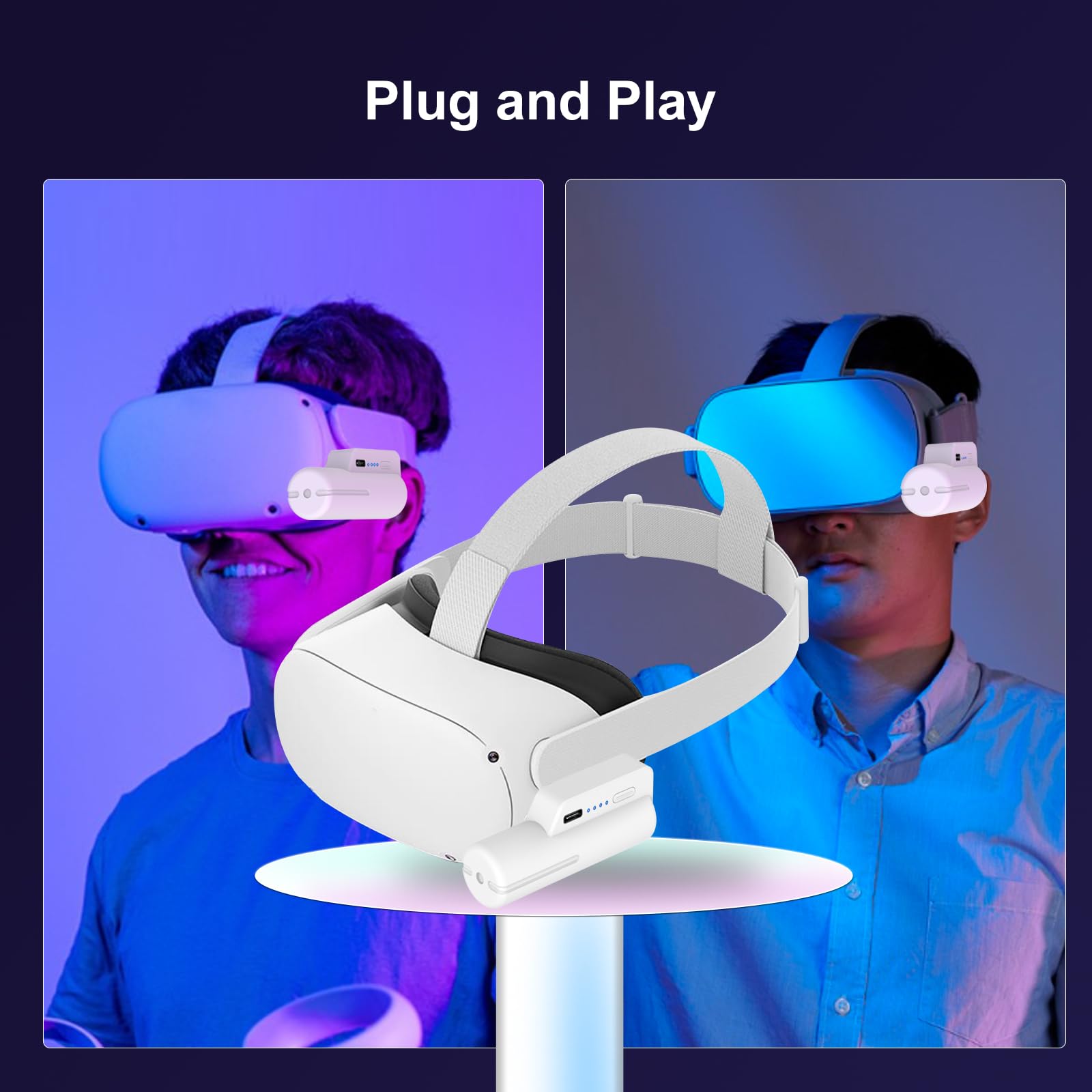 Batterie externe pour Meta Quest 2 5000 mAh pour Oculus Quest 2 - Chargeur VR léger avec autonomie de 2 à 4 heures