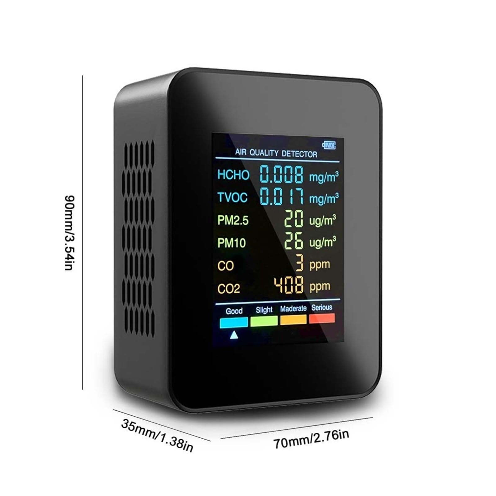 Monitor jakości powietrza w pomieszczeniach Miernik CO2 6 w 1 Monitor ści powietrza Detektor CO Wyświetlacz LCD Detektor gazu Analizator czujnika CO2 do domu, kuchni, biura, samochodu(Nero)
