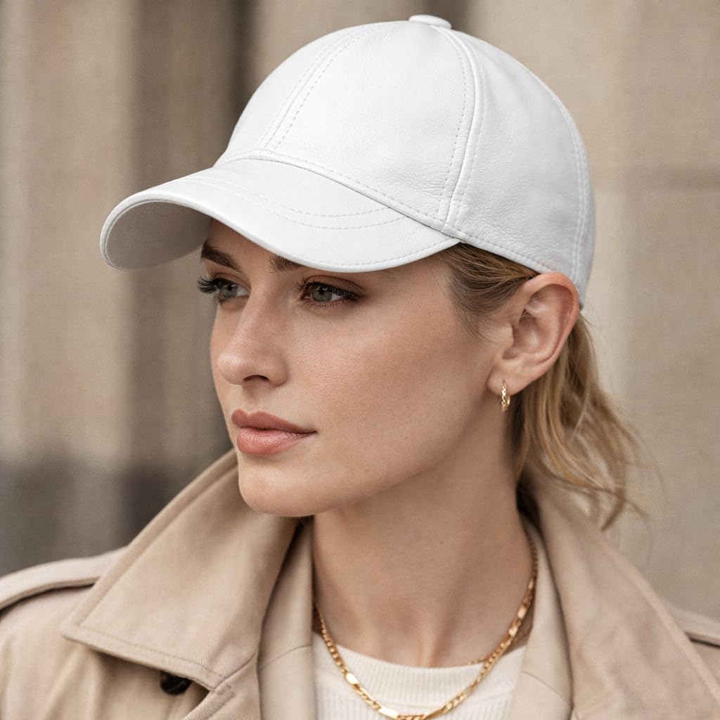 Genuine Sheepskin Leather Baseball Cap – Adjustable Urban Leather Hat for Men & Women, Soft Lambskin, One Size Fits S–2XL image 5