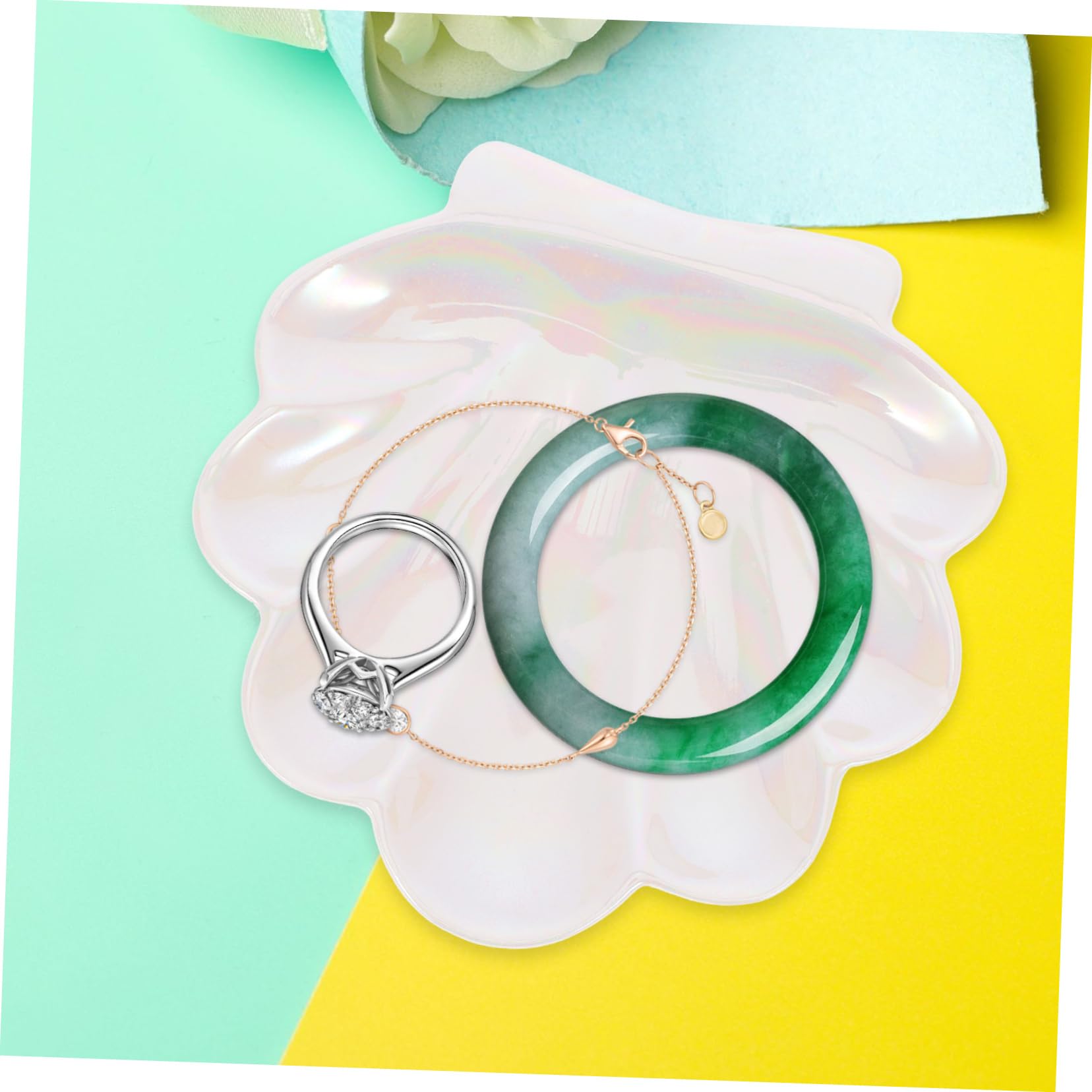 Alipis 5st Schmuck Tablett Aufbewahrungsschale Für Schmuckringe Schmuck-organizer Schmuck-schmuck-tablett Ringspeicherplatte Keramikschale in Muschelform Ringschale Weißes Porzellan