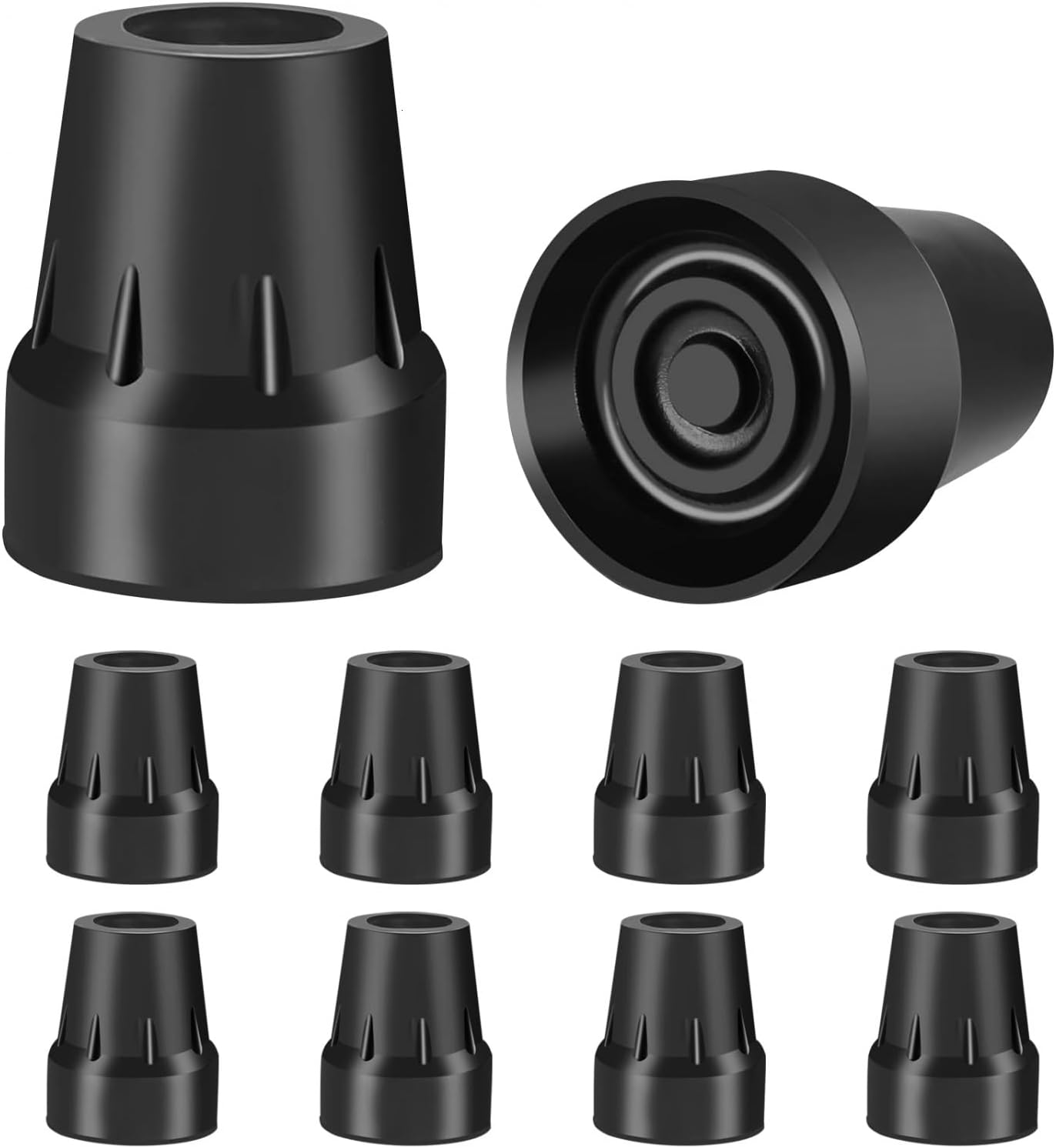 SenseYo 8 Pcs 3/4 Inch Replacement Rubber Cane Tips for Canes Crutch Walking Sticks & Walkers (Black)