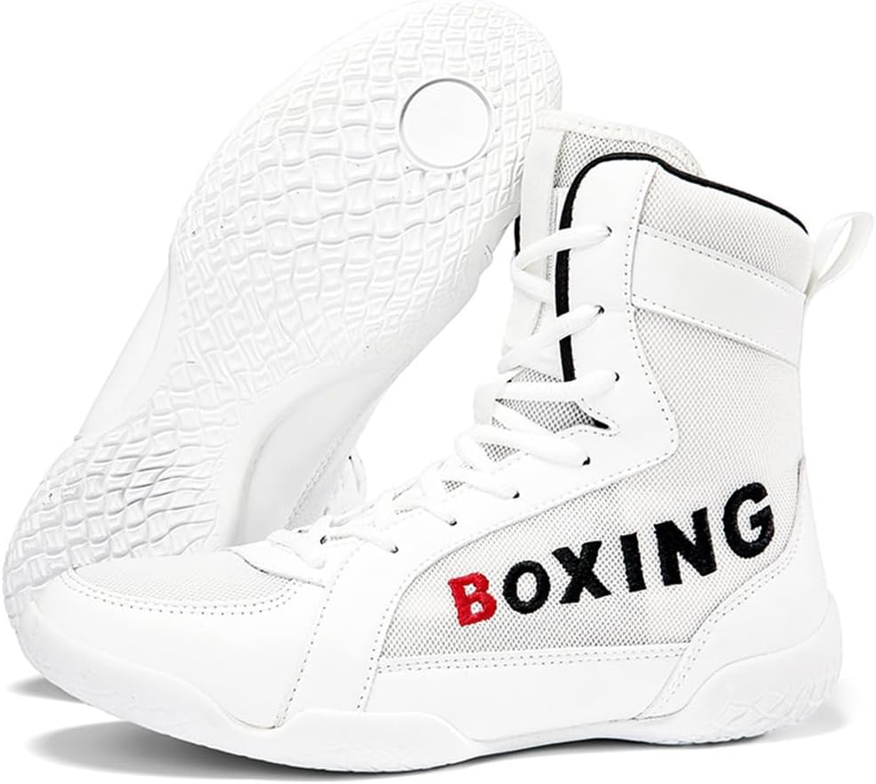 Men's Professional Boxing Boots High Top Wrestling Shoes Breathable Fighting Combat Shoes Fitness Kickboxing Taekwondo