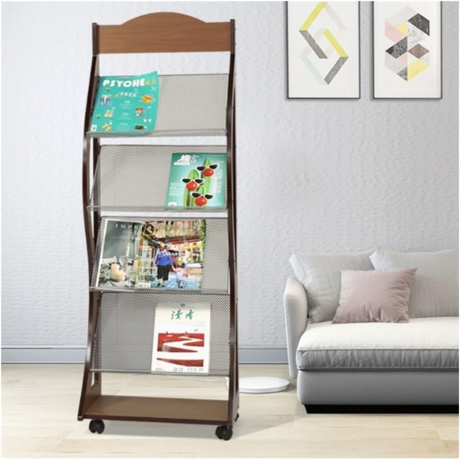 Magazine Rack, Wooden Floor Magazine Rack - Book & Newspaper Display Stand Brochure Display Stand