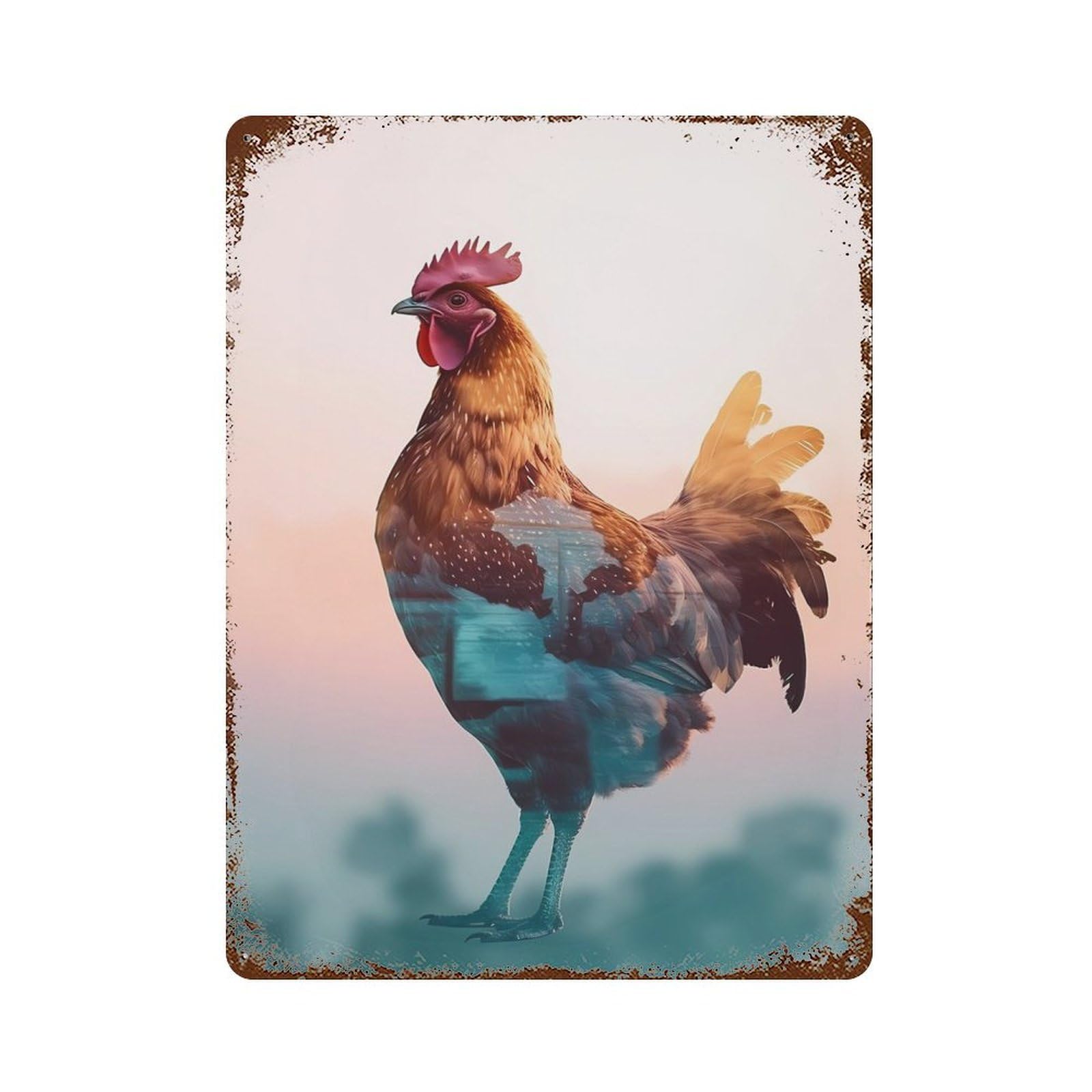 Chicken Animal Retro Metal Sign 15.7"x11.8", for Pub, Kitchen And Man Cave Decor, Retro Wall Decor