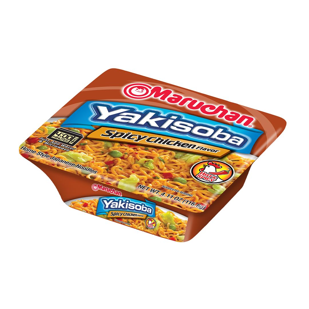 Maruchan, Yakisoba, Spicy Chicken Noodles, 4.11oz Tray (Pack of 8)