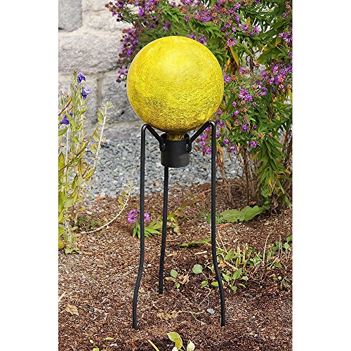 Achla Designs 10-inch Crackle Gazing Globe, Lemon Drop