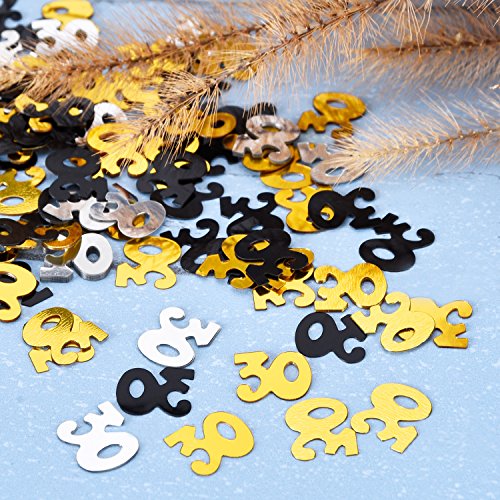 Number 30 Glitter Confetti For 30Th Birthday Anniversary Party Supplies Table Decoration, 1.76 Ounce (Gold Black And Silver) #TOP5