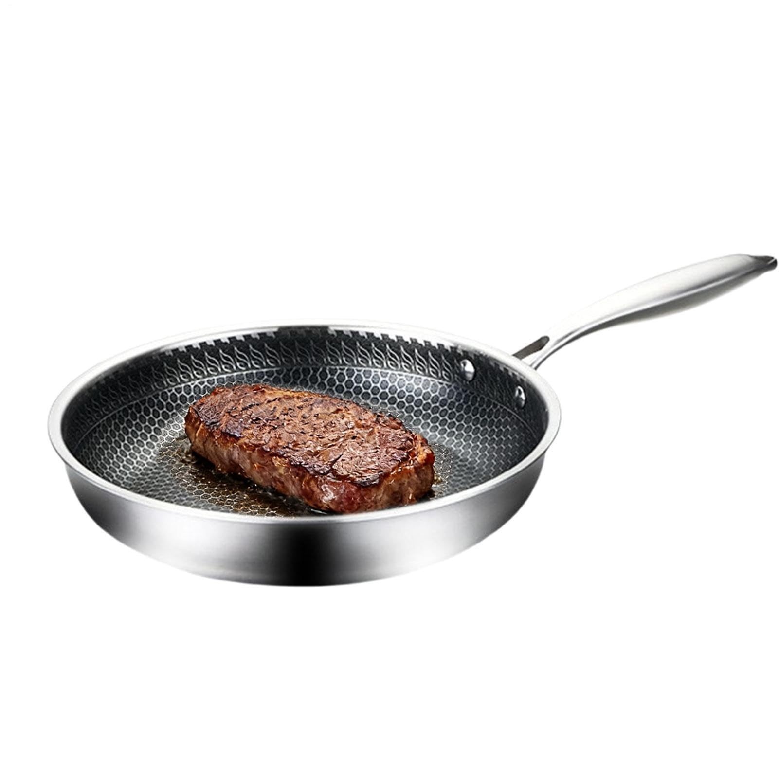 Non Stick Frying Pan – Round Stainless Steel Kitchen, Cookware Stove Top