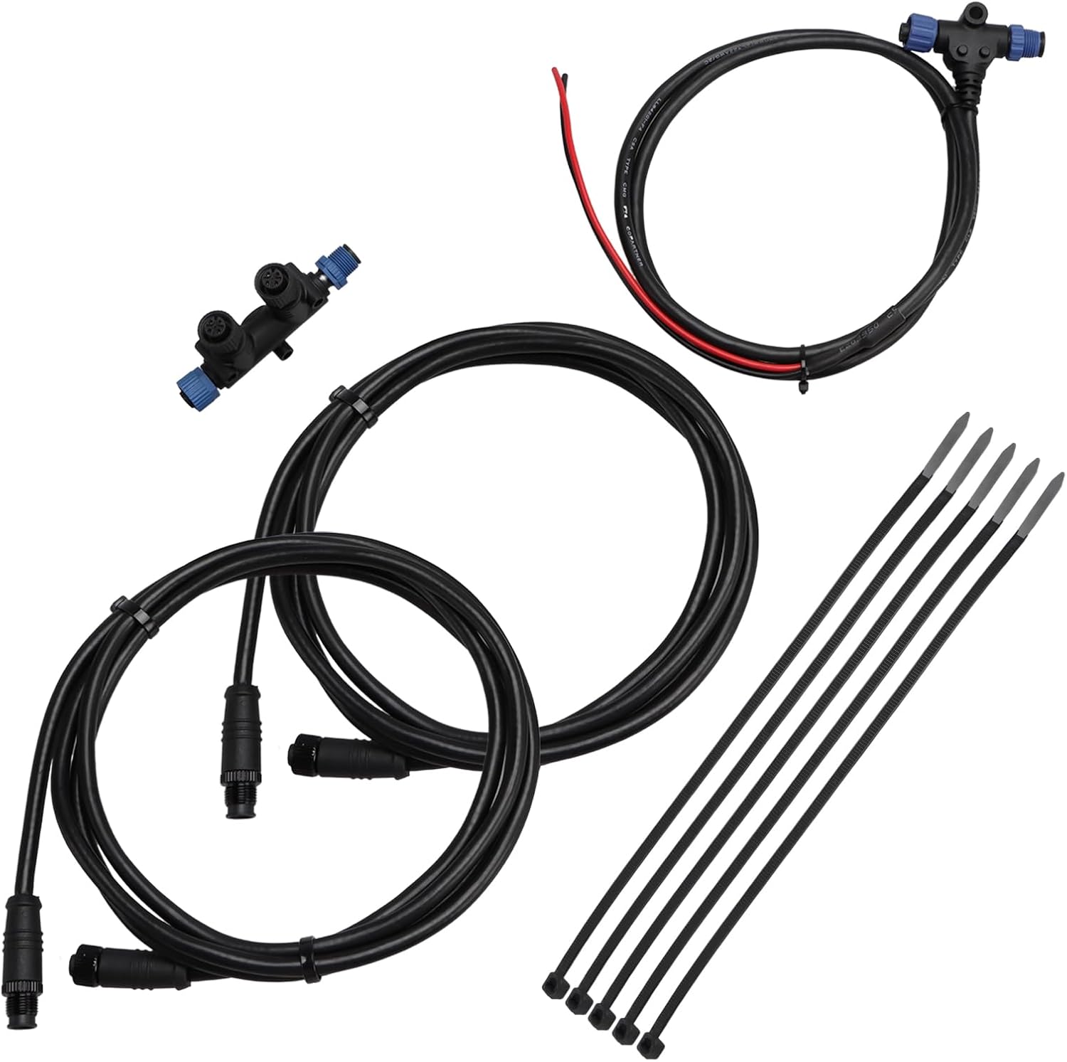 NMEA 2000 Starter Kit, Marine Grade NMEA 2000 Backbone Cables Drop Cables Dual Tee Connector Compatible with Lowrance Simrad Garmin Device