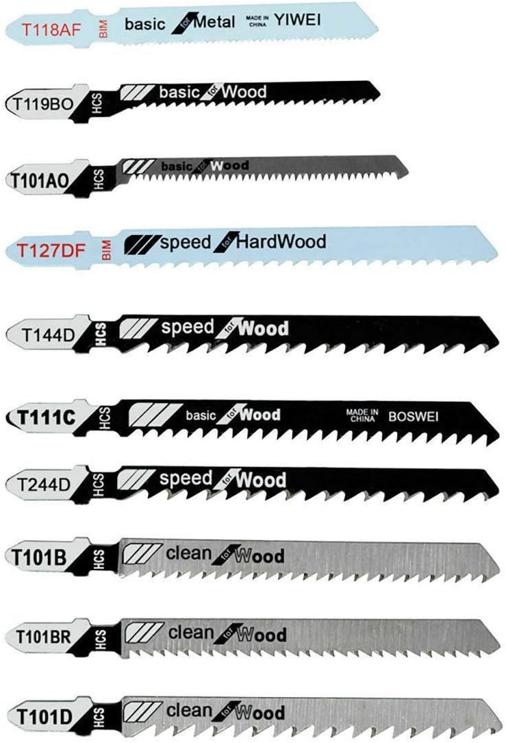10 pc T-Shank Curve Jig Saw Blades Set 3" & 4" for Wood Metal PPC TPI 6 10 12 21, Jikkolumlukka