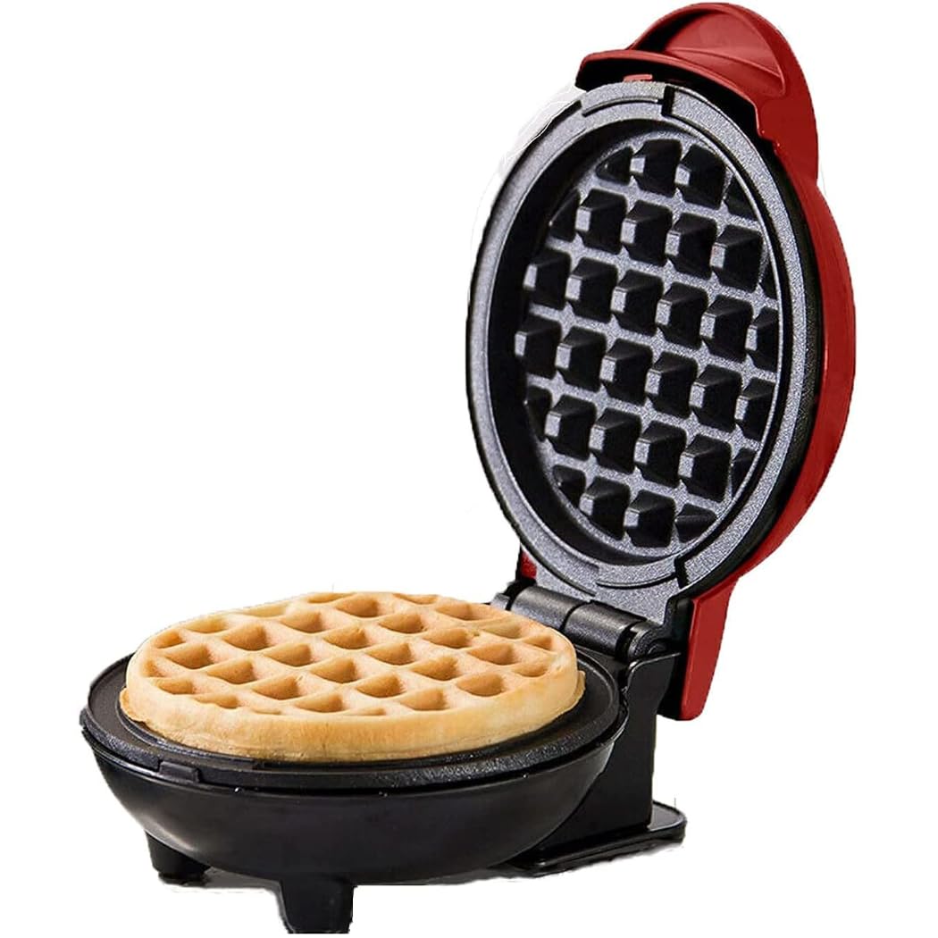 Mini Waffle Maker 3-in-1 | 4 Inch Non-Stick Waffle Iron for Home Kitchen | Easy to Clean Electric Sandwich, Pancake & Dessert Maker | 350W Compact Breakfast Appliance (Red)-image-25
