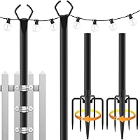 Mutovlin 2-Pack 10FT Outdoor String Light Poles with Fork Base - Rustproof Metal Stands for Patio Deck Backyard Parties