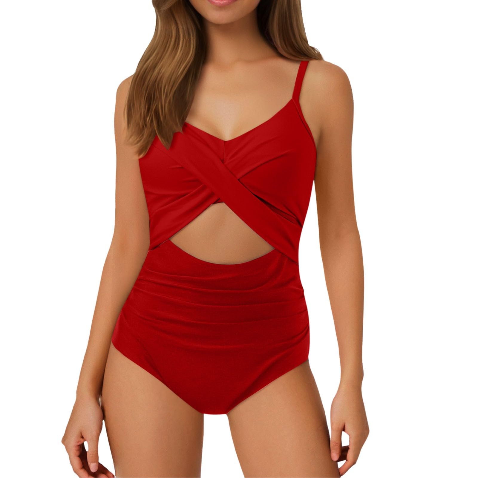 Bikini Damskie Stroje Kąpielowe Wycięcie Wysoka Talia Strój Kąpielowy Wrap Back Tie 1 Sztuka, Zielony, M