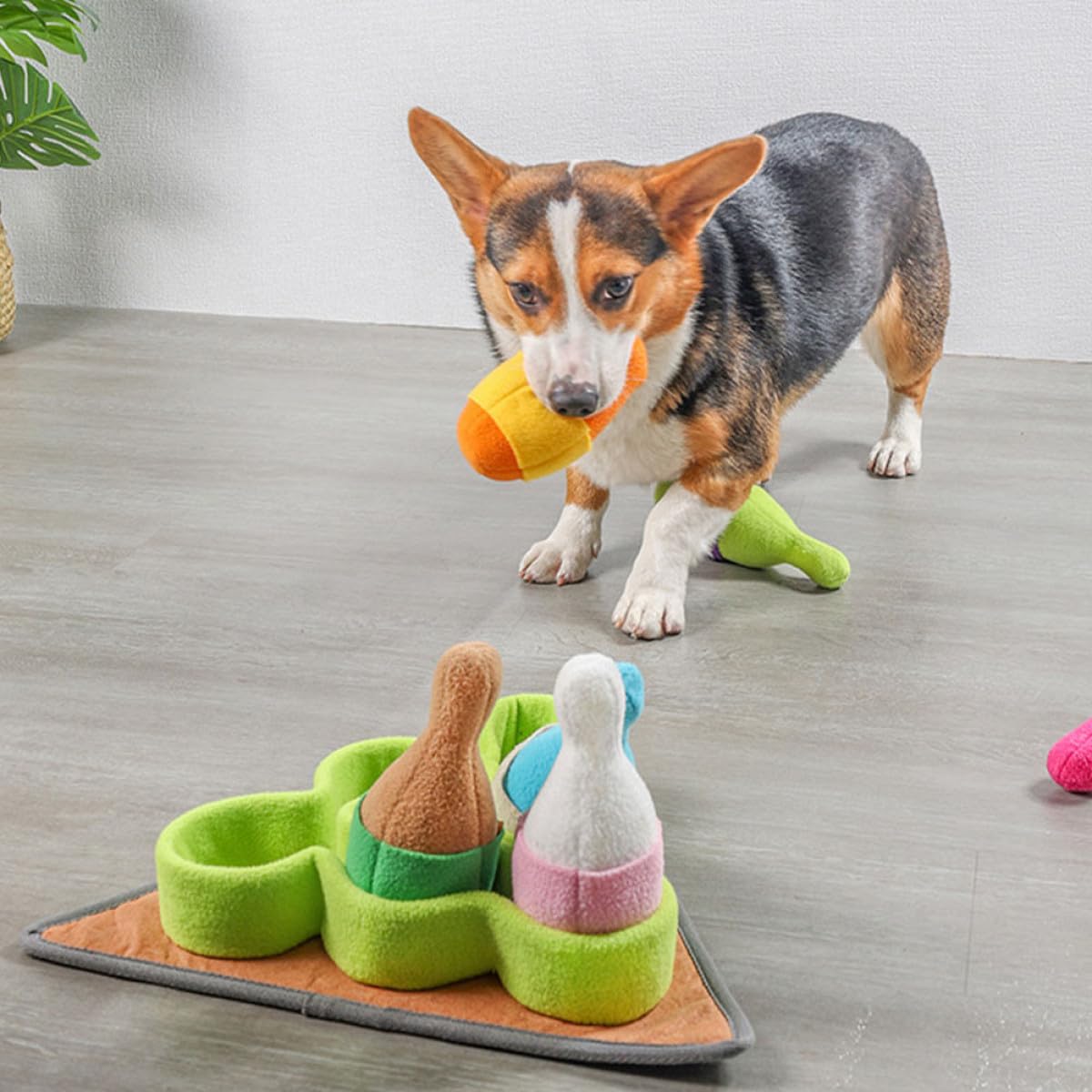 YARNOW Bowlingförmiges Leckerli Spielzeug aus Polar Fleece für Welpen Tragbares Haushalts Schnüffelspielzeug zur Fütterungsunterstützung