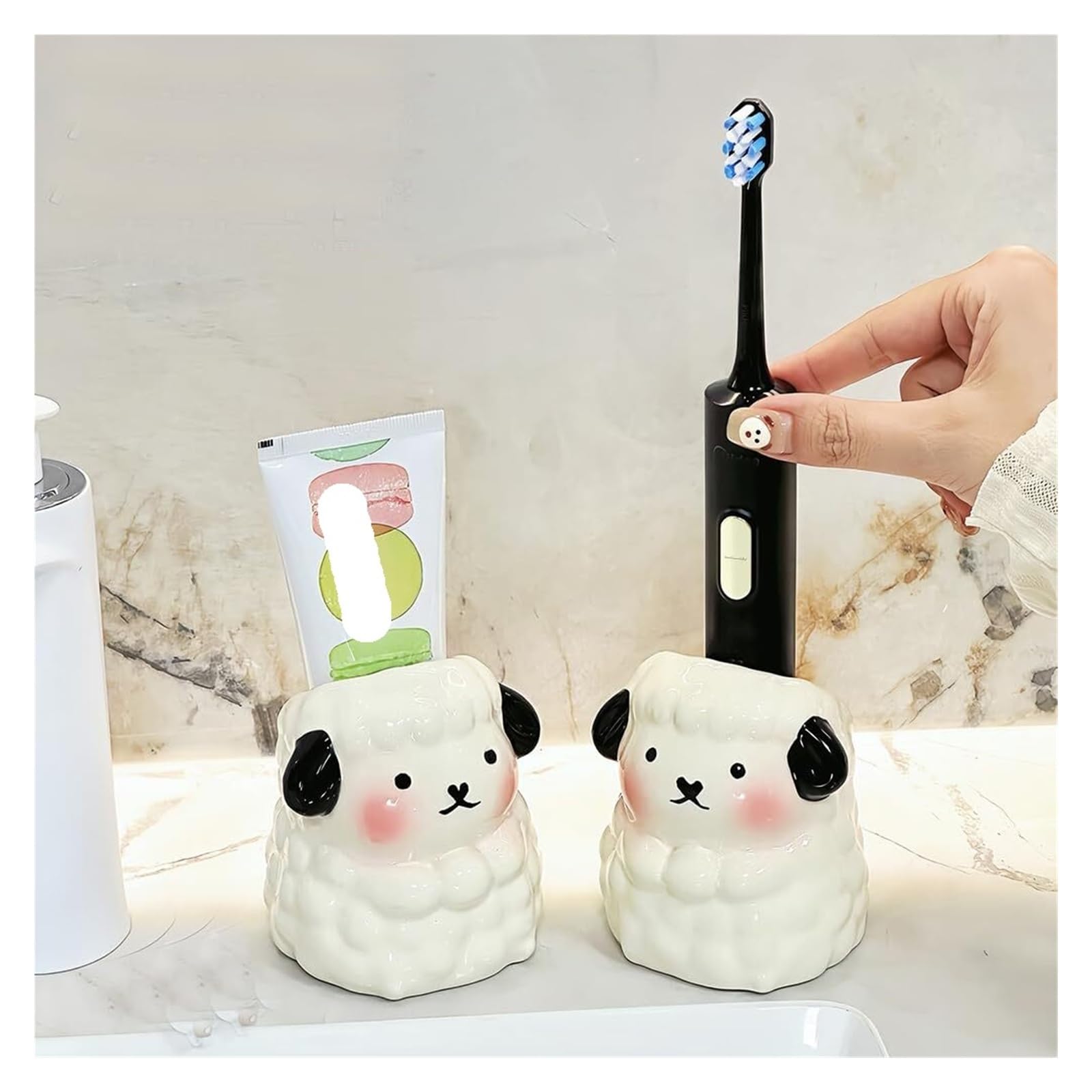 Soportes para cepillos de Dientes Portacepillos de Dientes eléctrico cerámica con ovejas Dibujos Animados Organizador de Accesorios