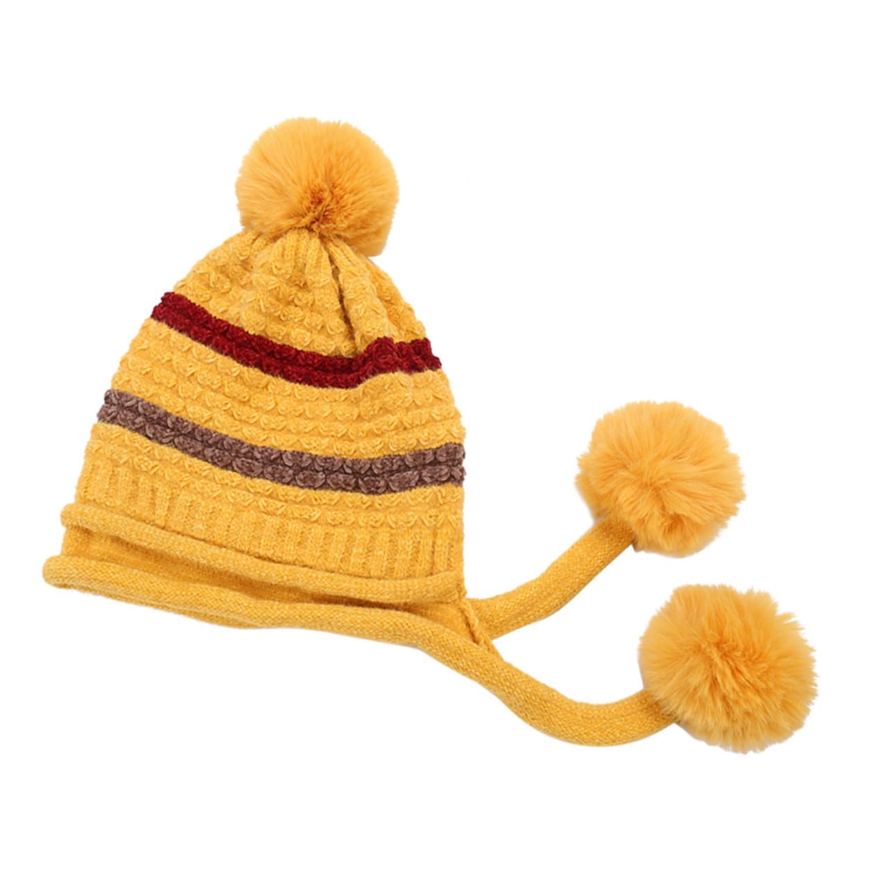 SHERCHPRY 2piezas Gorro De Lana Para Mujer Pompones Cálido y Cómodo Para Actividades Al Aire Invierno Color Amarillo Único