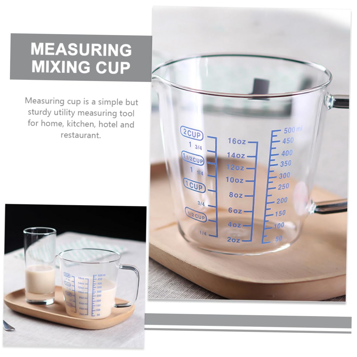 2 pièces Tasse à Mesurer Graduée Verre Borosilicate de Pratique pour Baking et Mesure de et Facile à Nettoyer