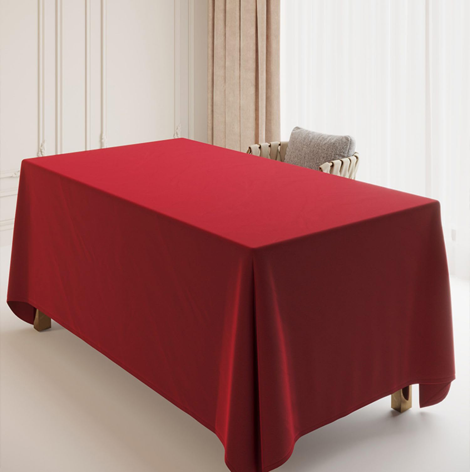 Czerwony obrus premium do hoteli i restauracji 160 x 300 cm idealny na przyjęcia świąteczne, wesela i konferencje – elegancki, odporny na plamy, łatwy w pielęgnacji