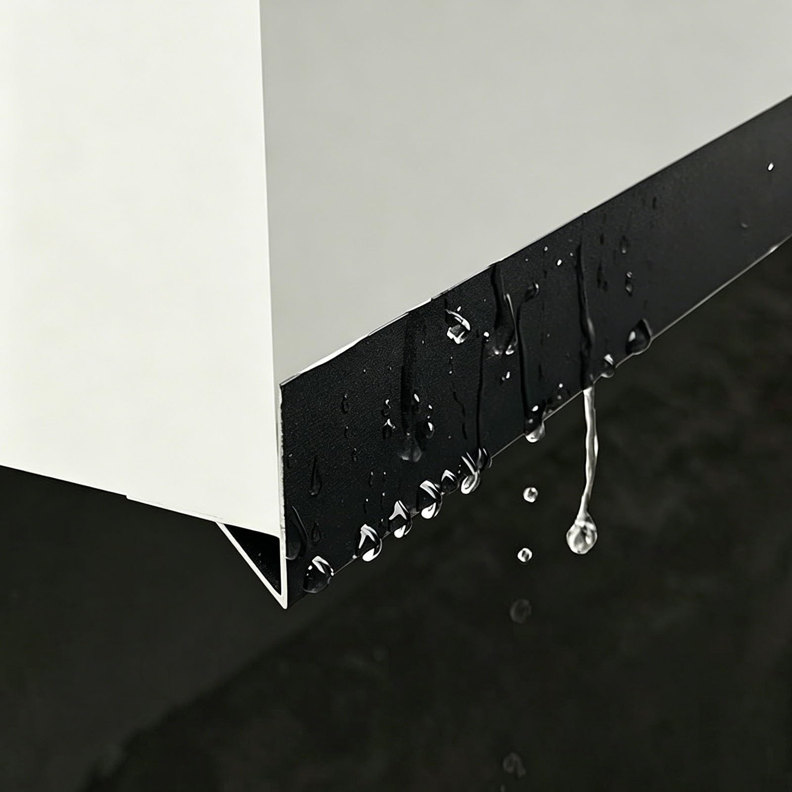 Eaves/Roof Rain Deflector Gutters Aluminum, Exterior Wall Rainwater Drip Line Guard, Weatherproof Water Drip Edge, No Drill Patio Diverter Trim(Black,1 Pack)