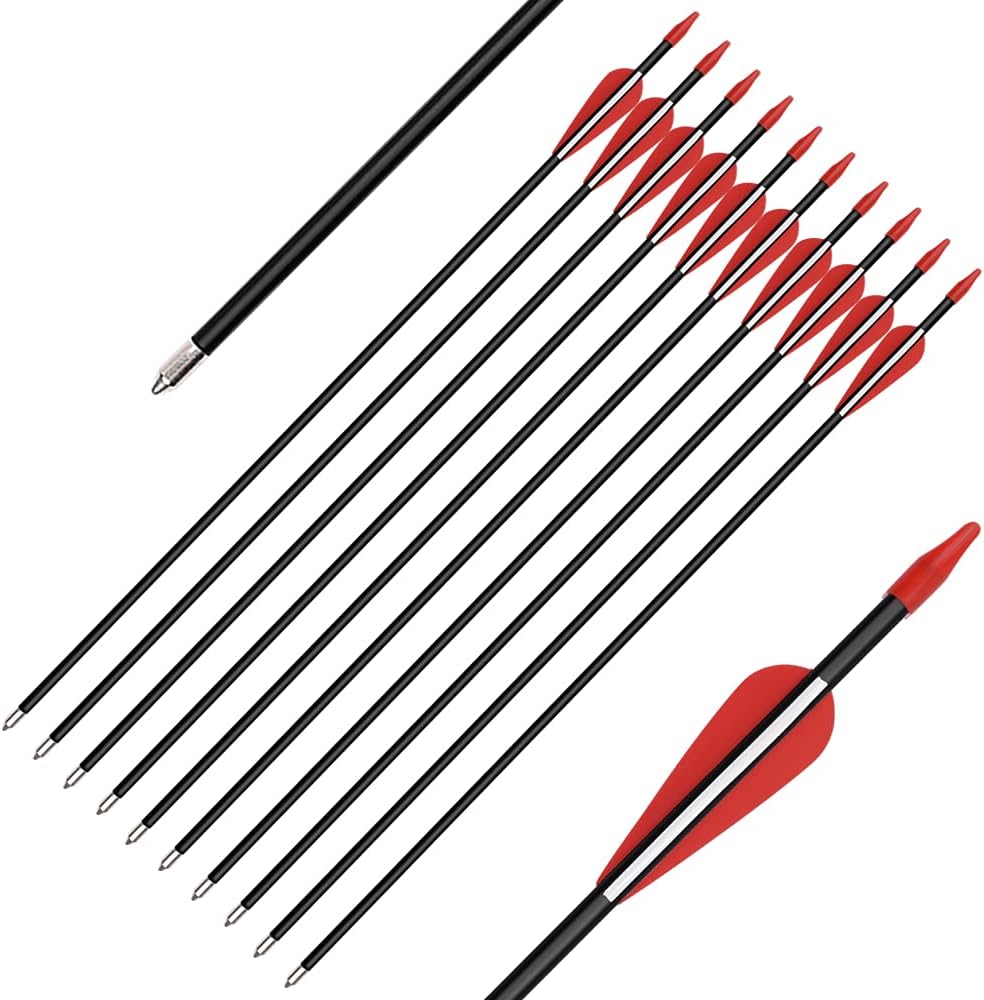 Pack of 12 Fibreglass Arrows for Archery 32 Inch Children’s Arrows