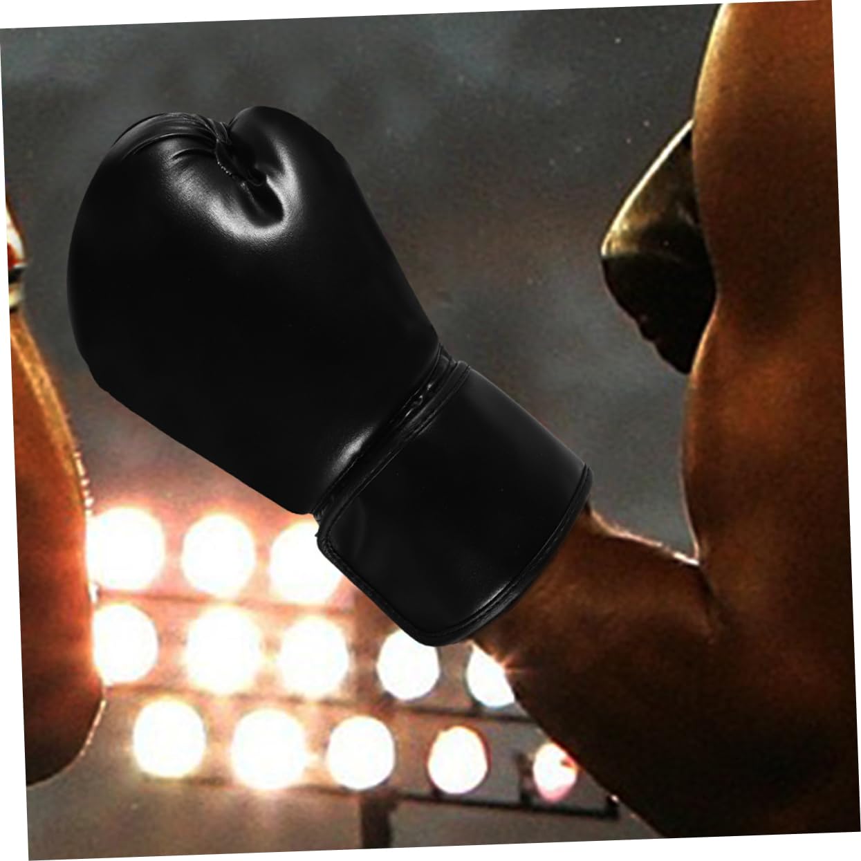 Toyvian Guanti da Boxe da Allenamento Professionali in Pu Nero, Antiscivolo e Confortevoli, per Workout Fitness e Muay Thai,