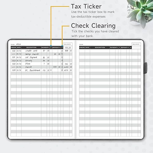 Miniatura 9 de Registro de cheques - Registros de cheques elegantes para chequera personal con registros de cheques y transacciones, registro de chequera de tapa