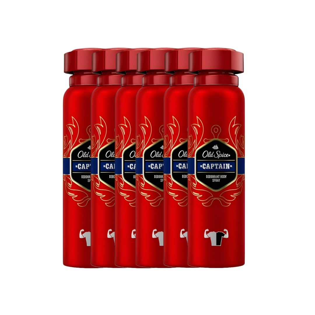 Old Spice Captain Aluminum-Free Deodorant Body Spray for Men Fresh Bergamot Scent Long-Lasting Odor Protection Anti-White Marks Yellow