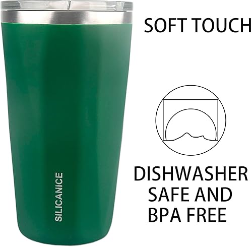 Miniatura 4 de SILICANICE Smooth&Soft Touch - Vaso de 20 onzas con popote y tapa, 100% a prueba de derrames, taza de café de viaje, taza de café de acero