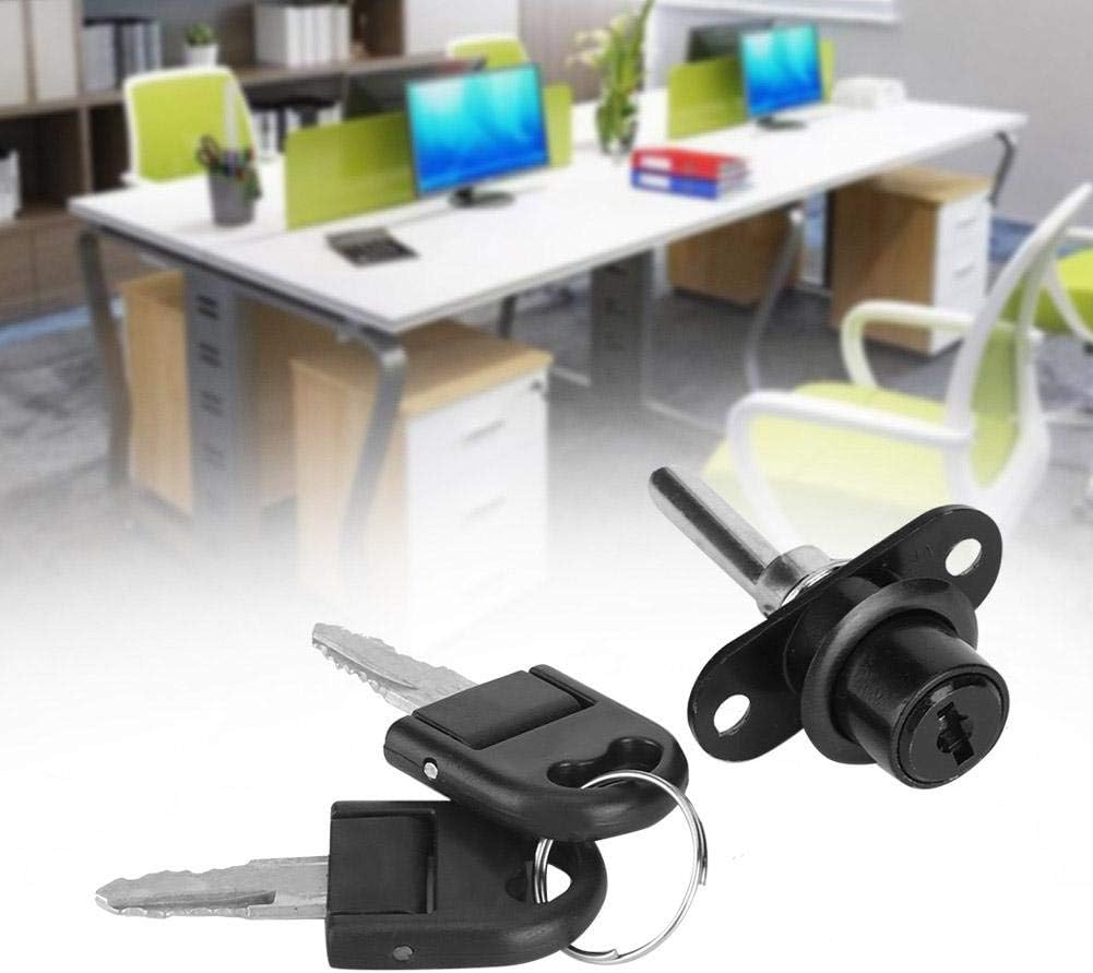Duokon 2 Pieces Cabinet Locks Furniture Drawer Storage Cabinet with Keys Office Security (16mm-Black) - Image 5