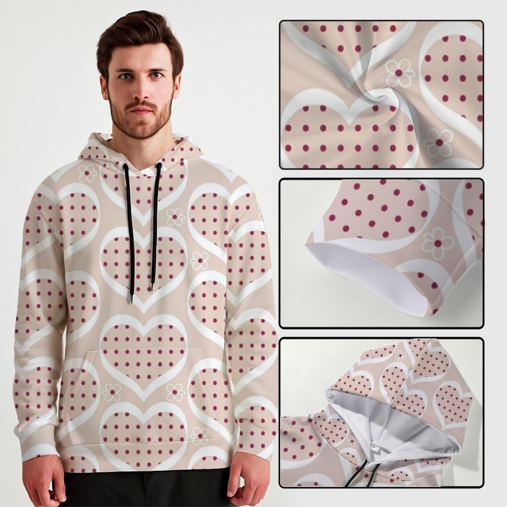 Close-up of the hoodie fabric, hood, and pocket details