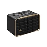 JBL Authentics 200 - Retro Style Smart Home Speaker with Built in Wi-Fi, Bluetooth and Voice Assistants, Alexa and Google Assistant, Multi-Room Playback, Automatic self tuning (Black/Gold)