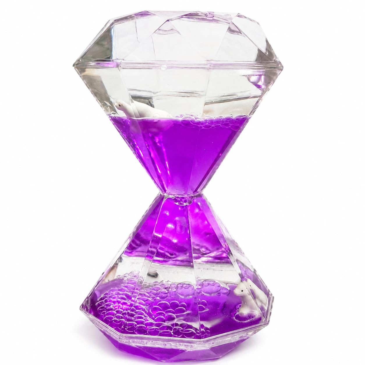 Diamond Shape Liquid Motion Timer Showpiece with Mini Bear Design | Decorative Acrylic Bubble Hourglass for Office Desk & Home Decor | Study Table Paper Weight | Unique Gift Item (Violet)-image-17
