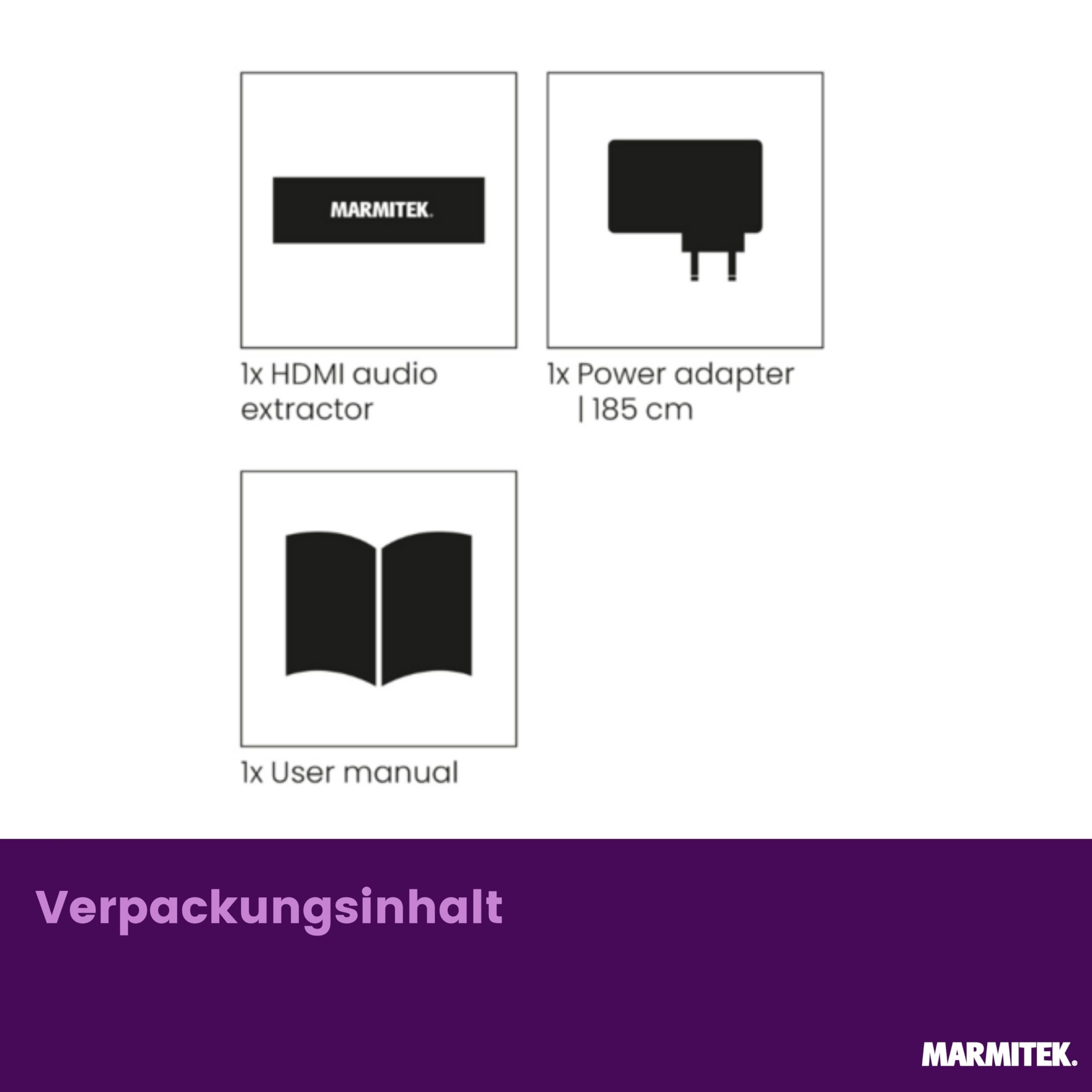 Marmitek Connect AE34 - eARC HDMI Audio Extractor - Konverter für 2 Systeme | Konverter für zwei Audiosysteme am TV mit AV-Receiver + Soundbar, 8K 60Hz, EDID, HDMI 2.1, Dolby Atmos, digital & analog