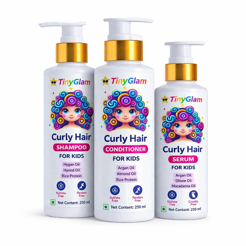 Kids Curly Hair Care Combo Kit (Shampoo 250ml + Conditioner 250ml + Serum 125ml) | Coconut & Rice Protein | Frizz Control, Detangling & Hydration | Sulfate & Paraben Free | Vegan Curl Care for Boys & Girls (Ages 4–16)-image-14