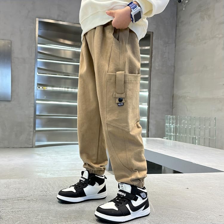 Boys' Athletic Jogger Pants 100% Cotton | Loose Fit Sweatpants for Kids Teens (Sizes 8-16)