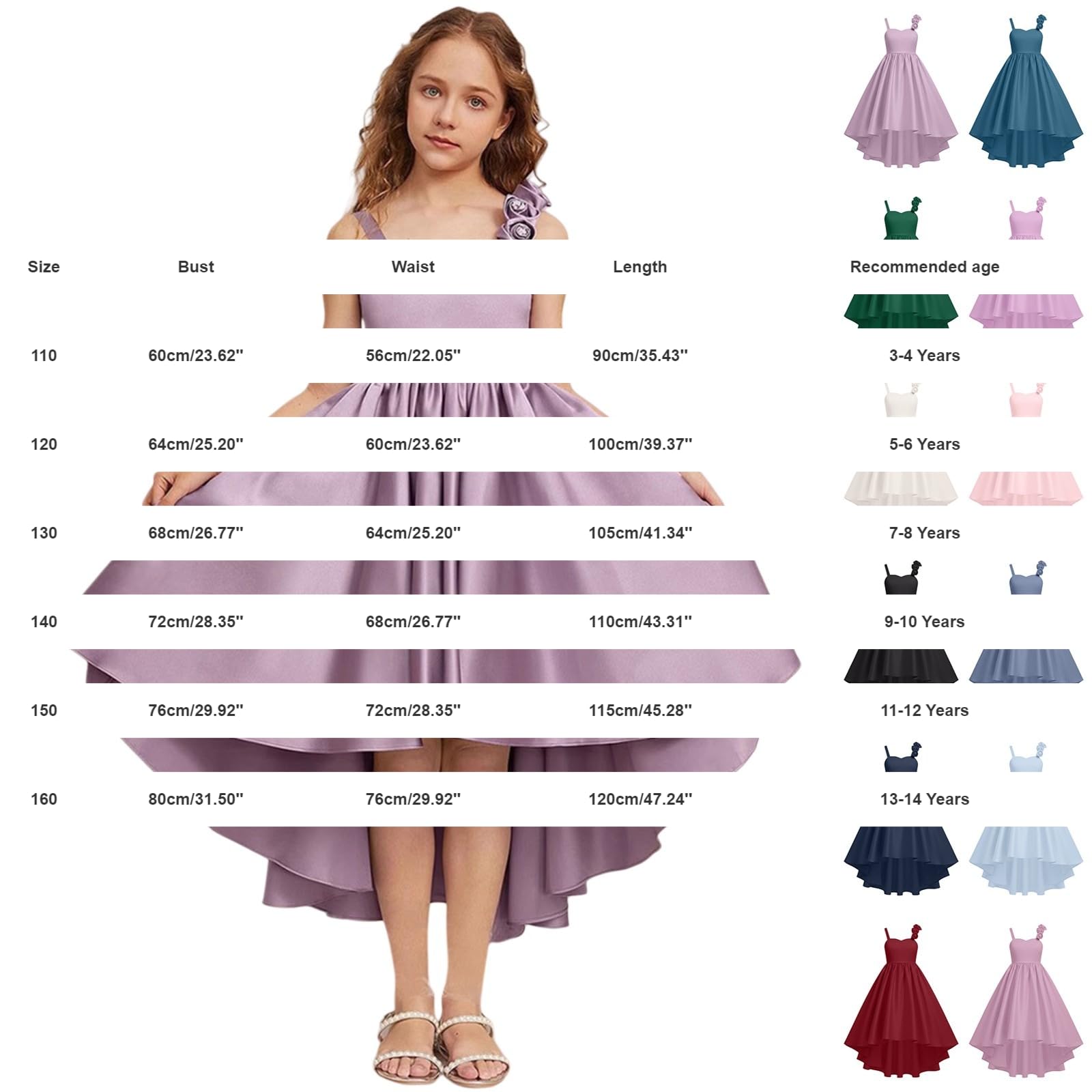 Vestito da festa per ragazze Principessa Compleanno Senza Maniche A Line Alto Basso Abito Fiore Ragazza Abiti da Damigella D'Onore Formale