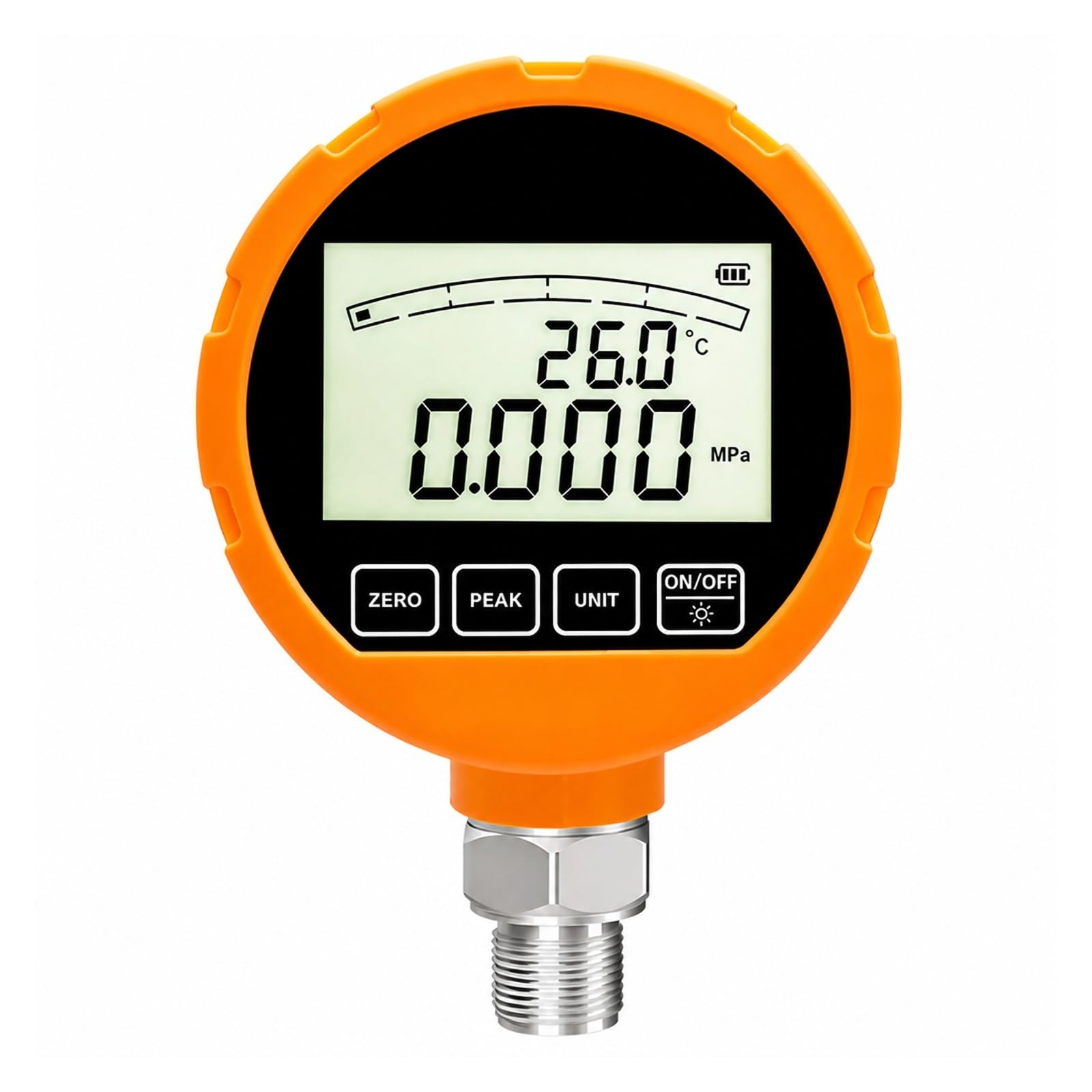 Ciśnieniomierz, Cyfrowy Manometr Hydrauliczny ME461P | SUS316L, LCD, 4-1/2 Pozycji, IP54, 200 PSI I Więcej, Gwint Męski/żeński, Średnica 83 Mm(G1-2 0-25Mpa)