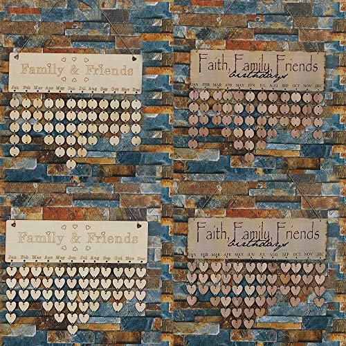 Onever Houten verjaardagskalender, herdenkingskalender, houten wandplaatje voor de verjaardagsherinnering, de houten… - Image 8