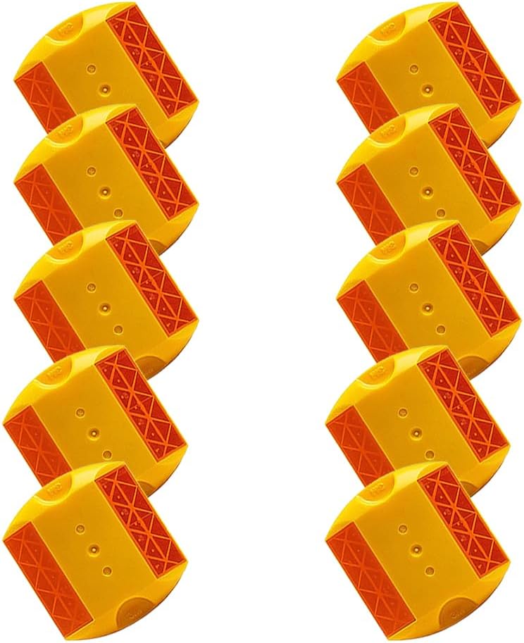 3M Yellow Road Studs/Reflectors (10cm x 9cm) for Enhanced Road Safety - Ideal for Speed Bumps, Sidewalks, Pedestrian Crossings, Freeways & Driveways (Pack of 10)