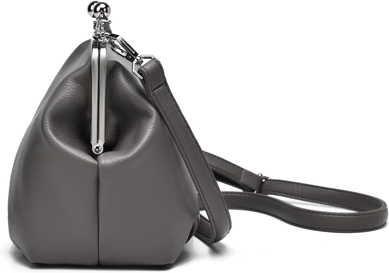 Slouchy PU Leather Kiss Lock Crossbody Bags Women Kiss Clasp Purse Cross Body Shoulder Bag Hobo Wallet Handbags Tote Purses