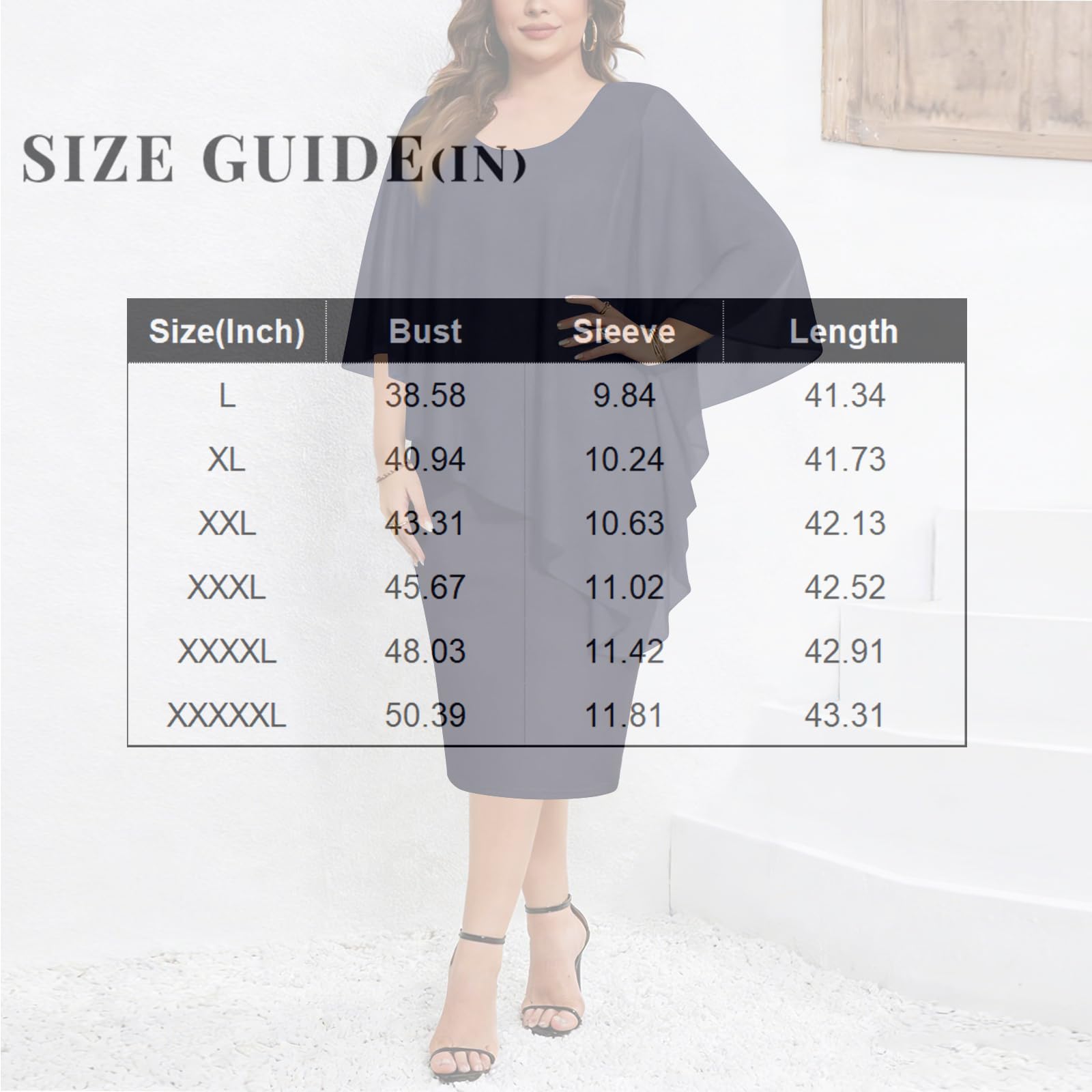 Abendkleider für Hochzeit Damen Große Größen Chiffon Kleid Hochzeitsgast Damen Midi Etuikleid Elegant Festliche Kleider Für Mollige Frauen Chiffon Abschlusskleider Ballkleider mit Ärmel Partykleid